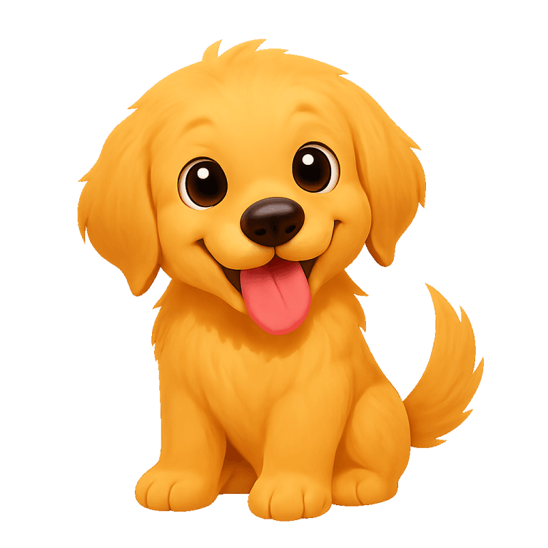 A happy golden puppy peeking out from behind the phone